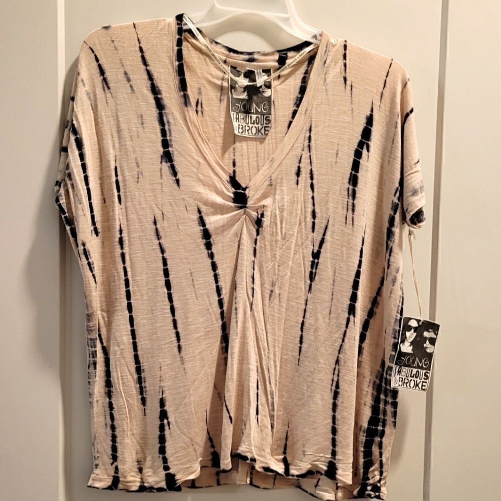 Young Fabulous & Broke Loose Fit  Tie Dye V Tee NWT Small